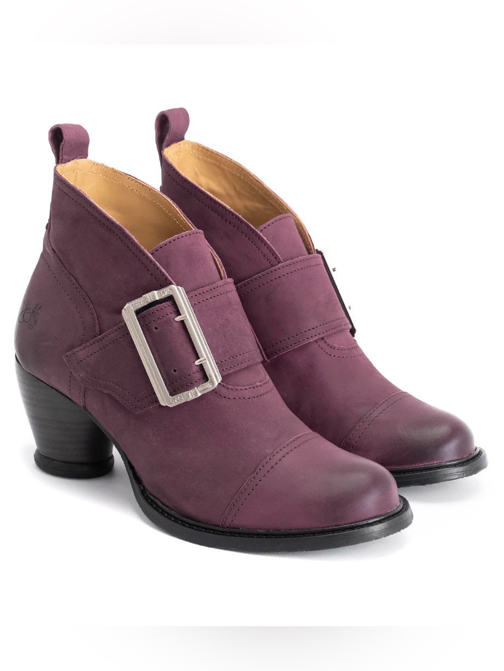 John Fluevog East End  Porter Buckled ankle boot Purple sz 6.5 NIB